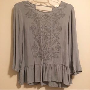 Sage Embroidered Peplum Top